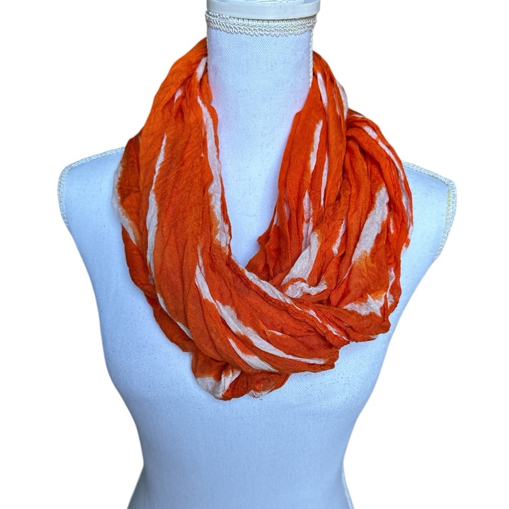 Orange & white infinity scarf